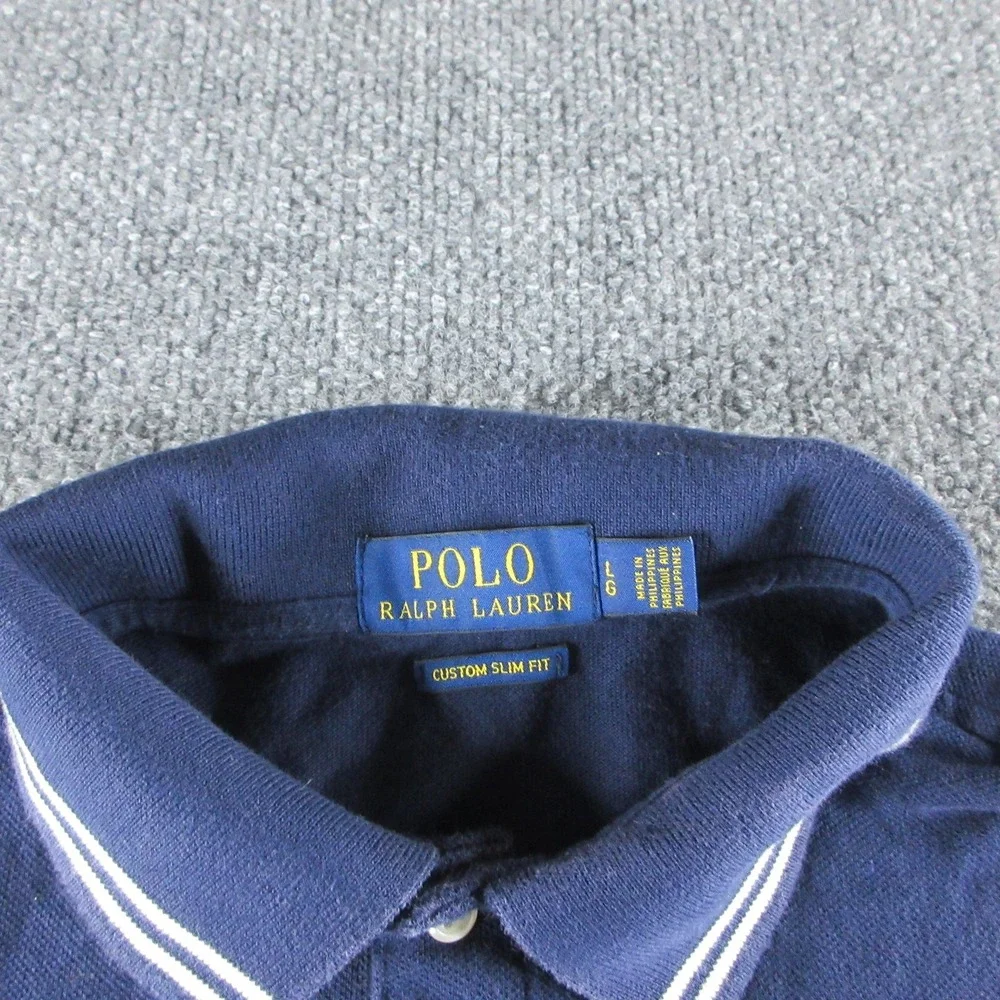 Polo Ralph Lauren Polo Shirt Mens L Blue Striped Short Sleeve Polo Bear Nautical
